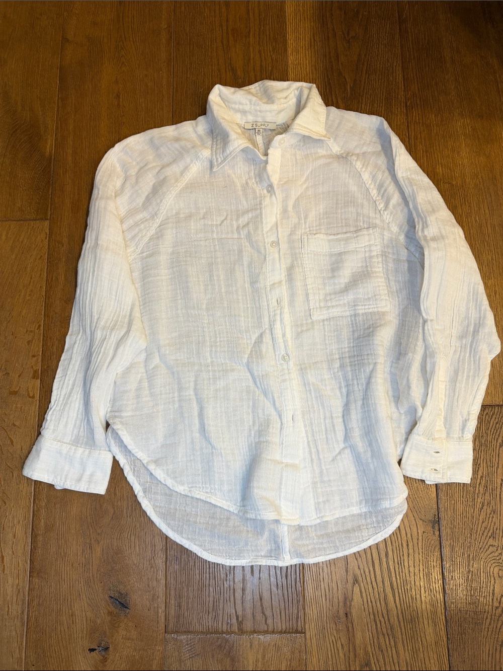 Z Supply White Gauze Button-Down Shirt